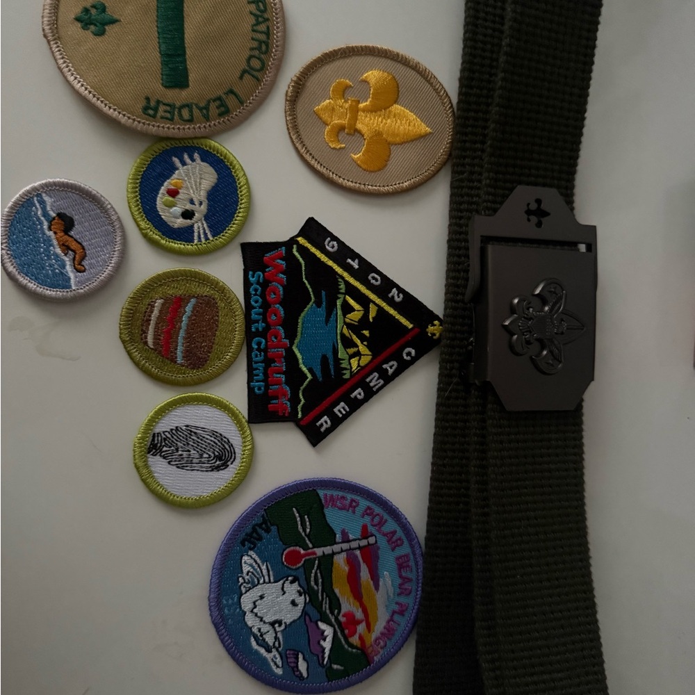 Boy Scout Patches and Belt